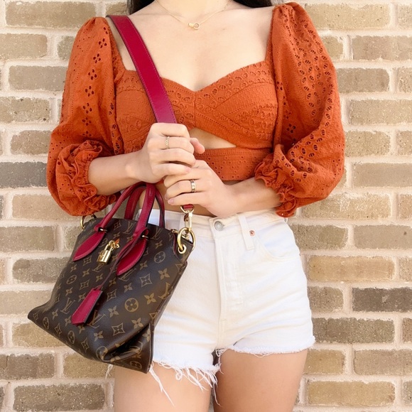 Louis Vuitton Flower Zippered PM Small Zip Satchel Brown Monogram Red - Picture 2 of 12